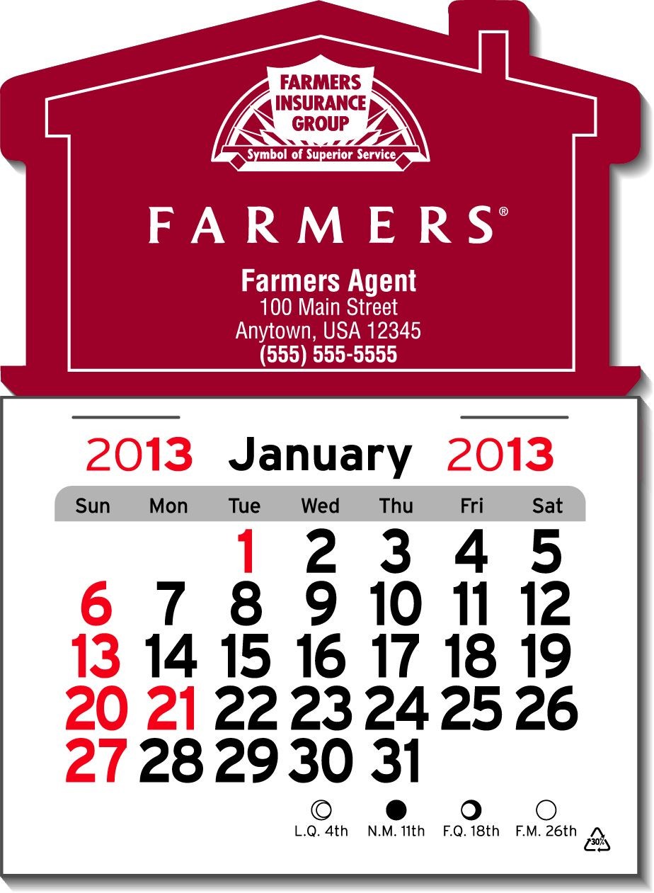 House Shape Self Adhesive Calendar